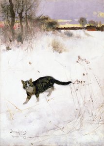 Kar Üzerinde Stalking Kedi, 1884 (panel)